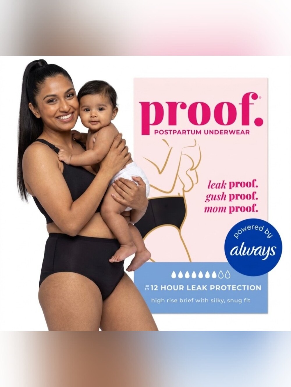 New Proof Underwear Reusable Postpartum High Rise Brief, Super Heavy Absorbency